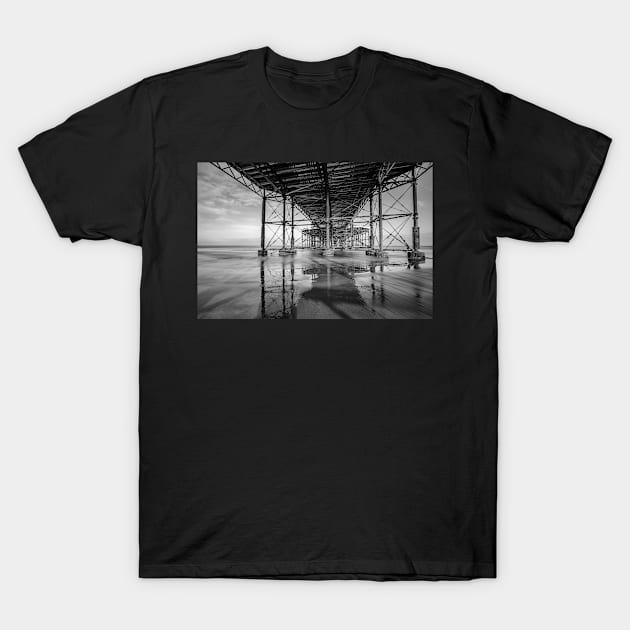 Underneath the wooden boardwalk of a Victorian pier on the Norfolk coast T-Shirt by yackers1